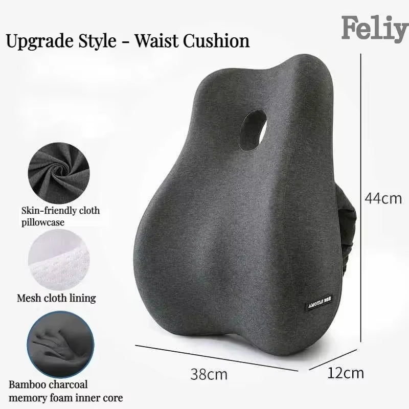 Memory Foam Office Chair Cushion Car Seat Support Waist Pillow Massage Lumbar Orthopedic Pillow Buttock Coccyx Cushion Back Pads