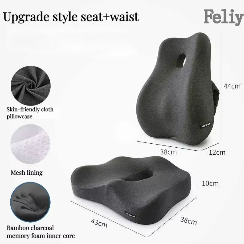 Memory Foam Office Chair Cushion Car Seat Support Waist Pillow Massage Lumbar Orthopedic Pillow Buttock Coccyx Cushion Back Pads