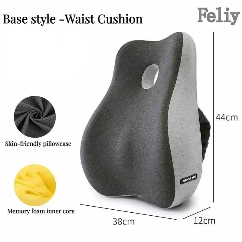 Memory Foam Office Chair Cushion Car Seat Support Waist Pillow Massage Lumbar Orthopedic Pillow Buttock Coccyx Cushion Back Pads