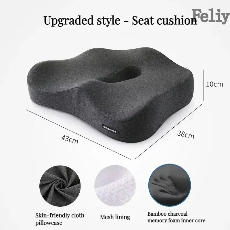 Memory Foam Office Chair Cushion Car Seat Support Waist Pillow Massage Lumbar Orthopedic Pillow Buttock Coccyx Cushion Back Pads