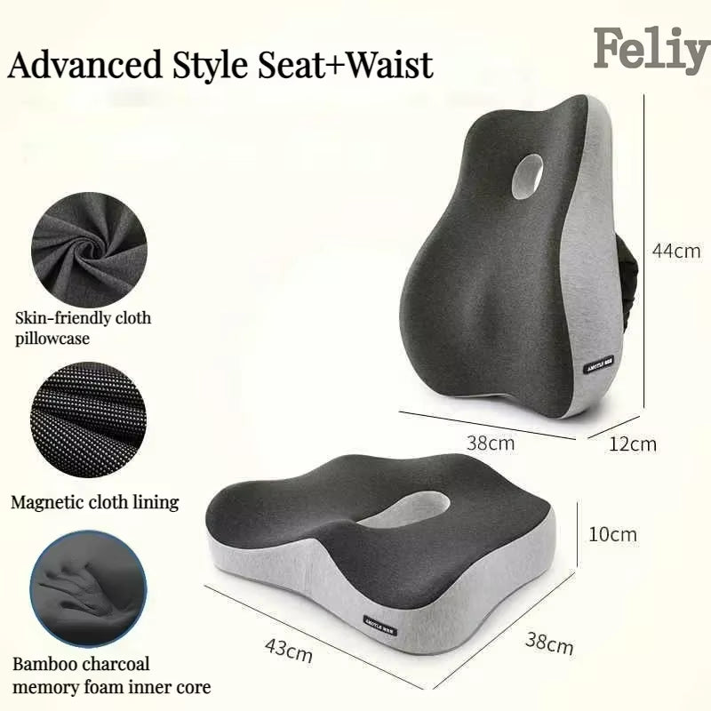 Memory Foam Office Chair Cushion Car Seat Support Waist Pillow Massage Lumbar Orthopedic Pillow Buttock Coccyx Cushion Back Pads